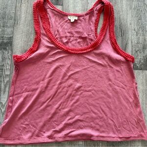 POL Pink Tank Top With Orange Coral Trim New size small